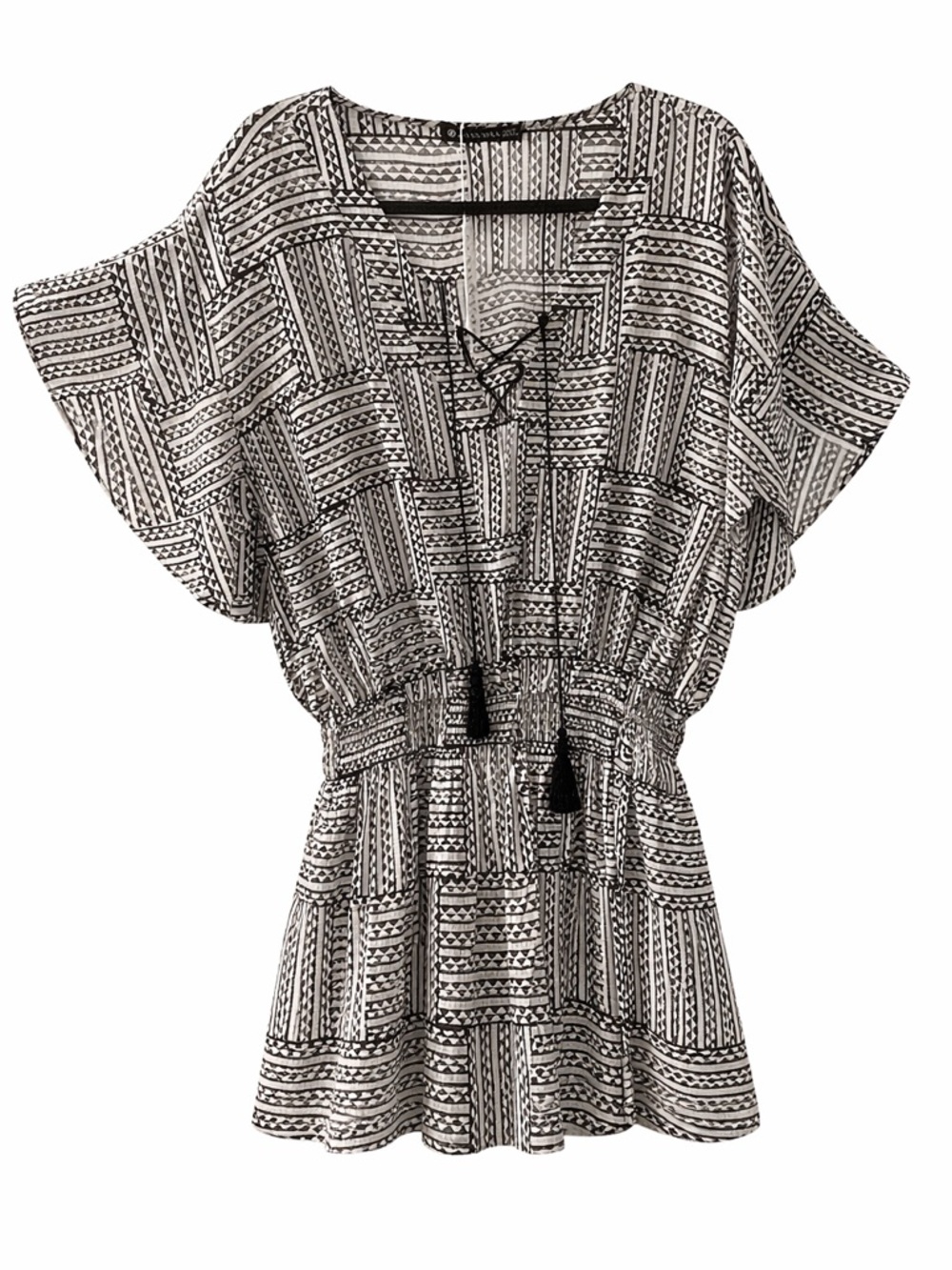 NWT Manaola Black and Cream Printed Mini Dress